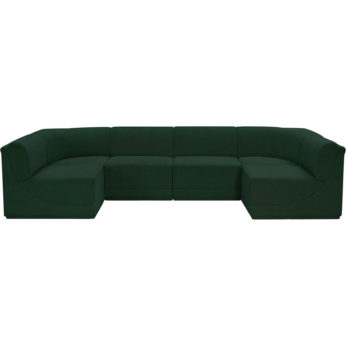 Ollie 128in Green Boucle Fabric Upholstered 6 Piece Modular Sectional Sofa