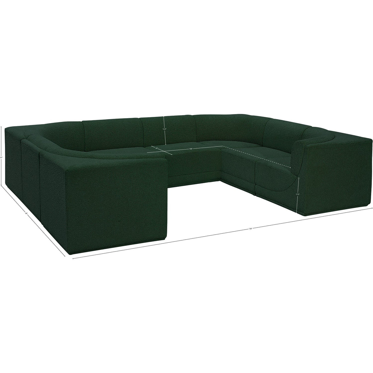 Ollie 128in Green Boucle Fabric Upholstered 8 Piece Modular Sectional Sofa