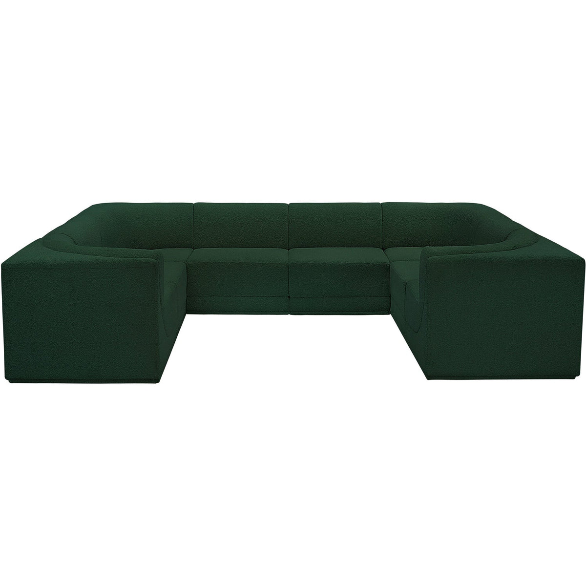 Ollie 128in Green Boucle Fabric Upholstered 8 Piece Modular Sectional Sofa