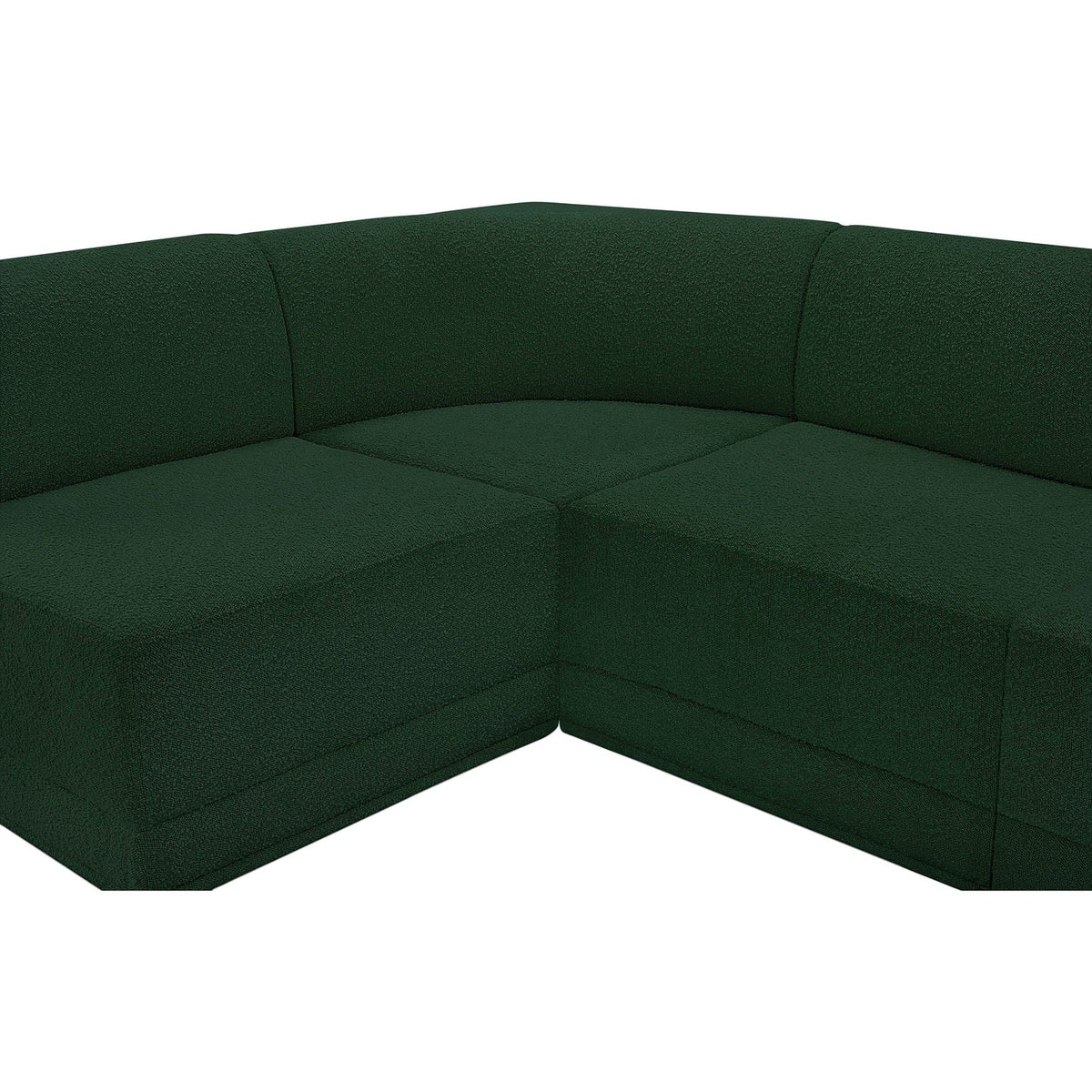 Ollie 218in Green Boucle Fabric Upholstered 8 Piece Modular Sectional Sofa