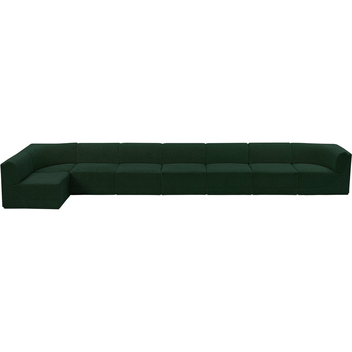 Ollie 218in Green Boucle Fabric Upholstered 8 Piece Modular Sectional Sofa
