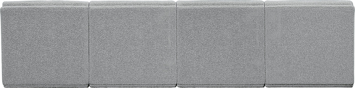 Ollie 120in Grey Boucle Fabric Upholstered 4 Piece Armless Modular Sofa