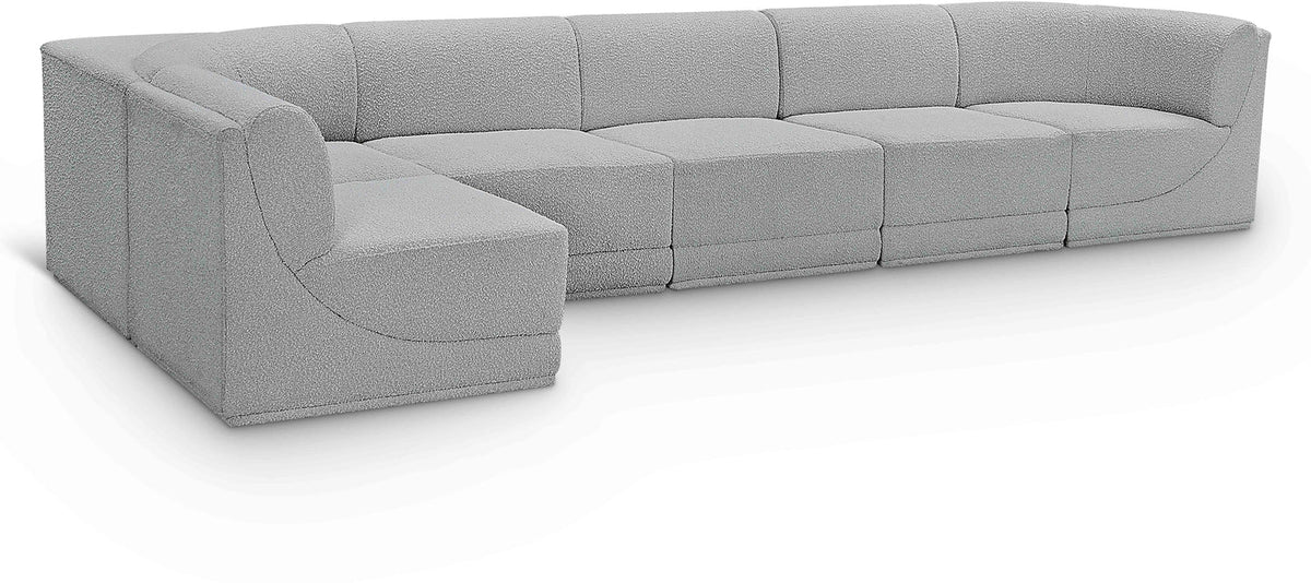 Ollie 158" Grey Boucle Fabric Upholstered 6pc. Modular Sectional in grey boucle, primary product view