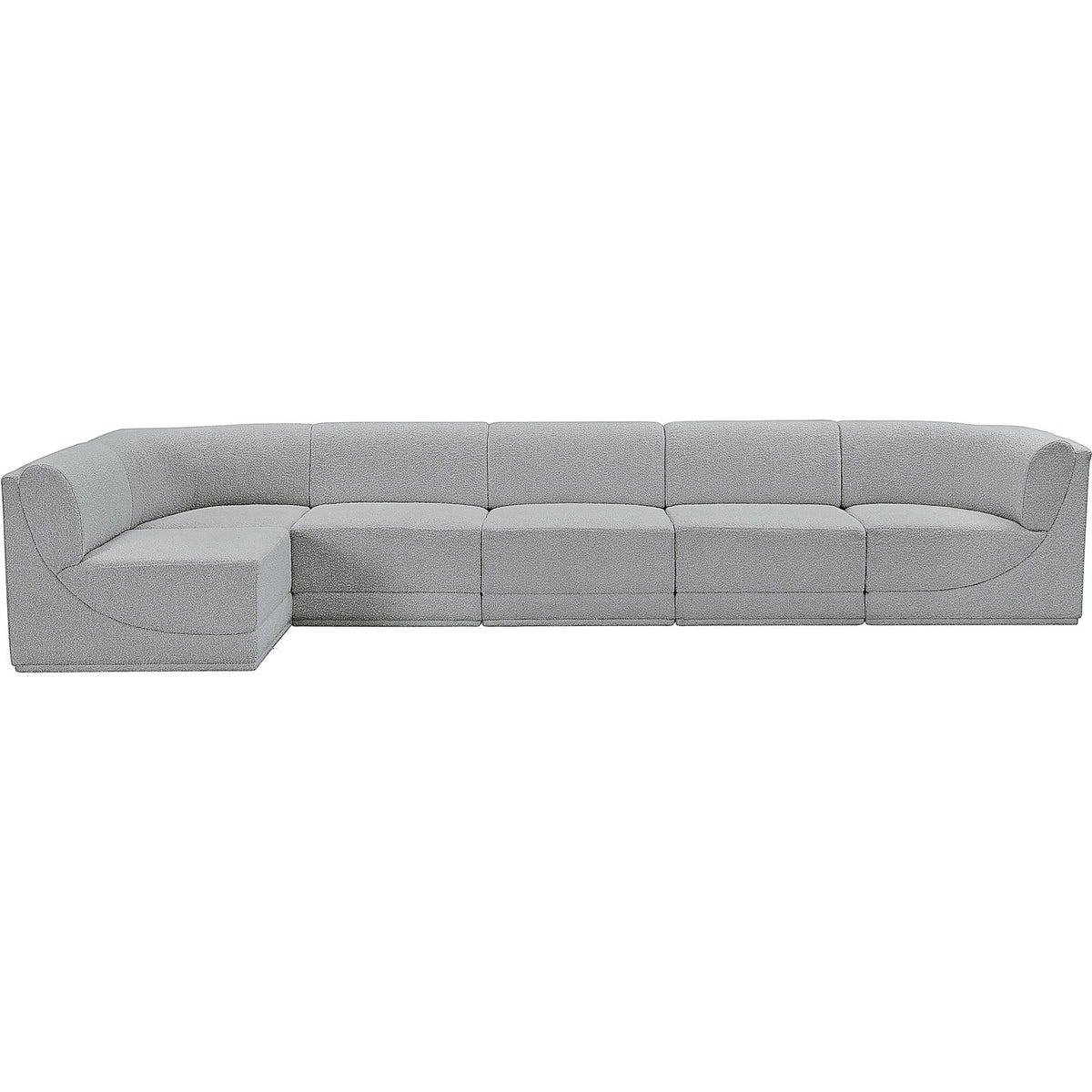 Ollie 158in Grey Boucle Fabric Upholstered 6 Piece Modular Sectional Sofa