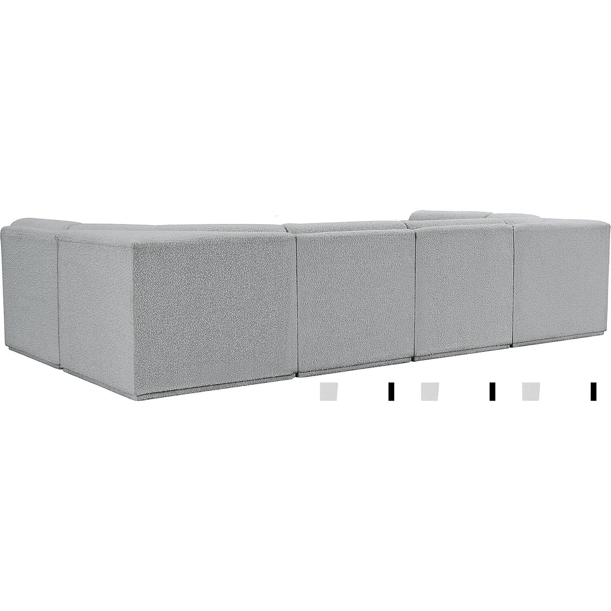Ollie 128in Grey Boucle Fabric Upholstered 6 Piece Modular Sectional Sofa