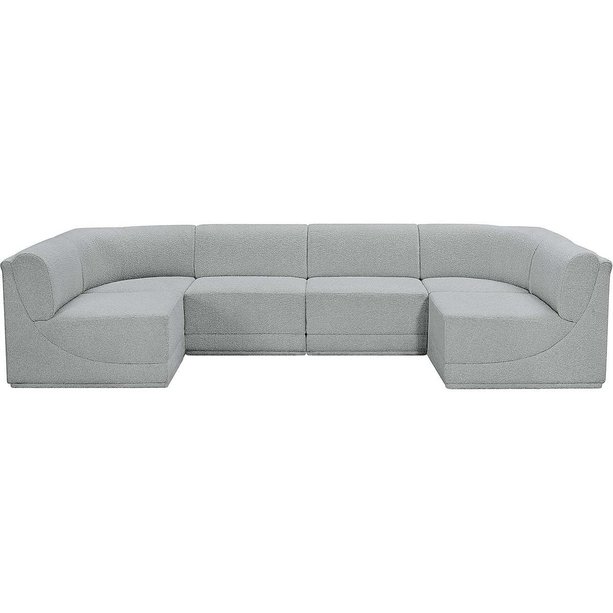 Ollie 128in Grey Boucle Fabric Upholstered 6 Piece Modular Sectional Sofa