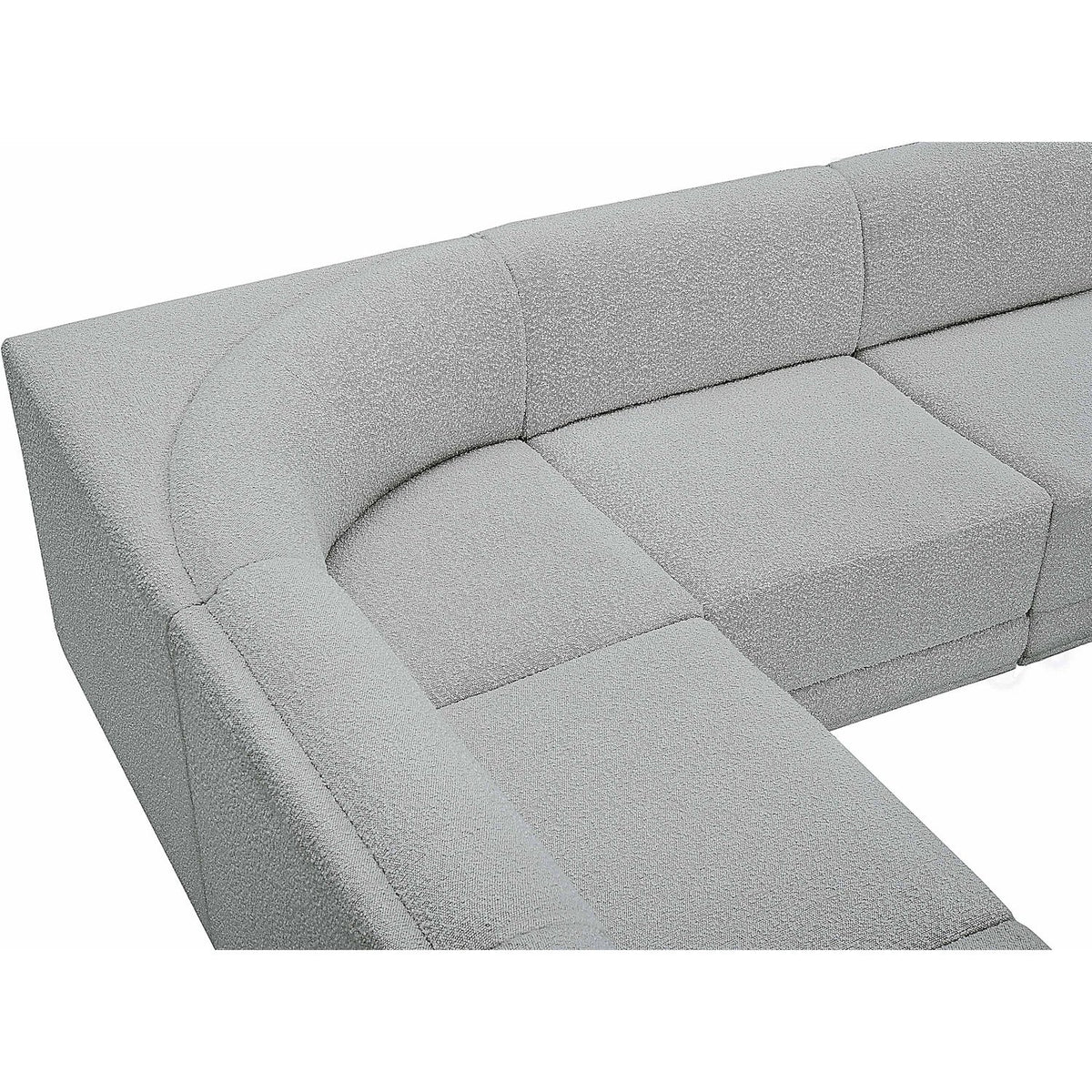 Ollie 128in Grey Boucle Fabric Upholstered 6 Piece Modular Sectional Sofa