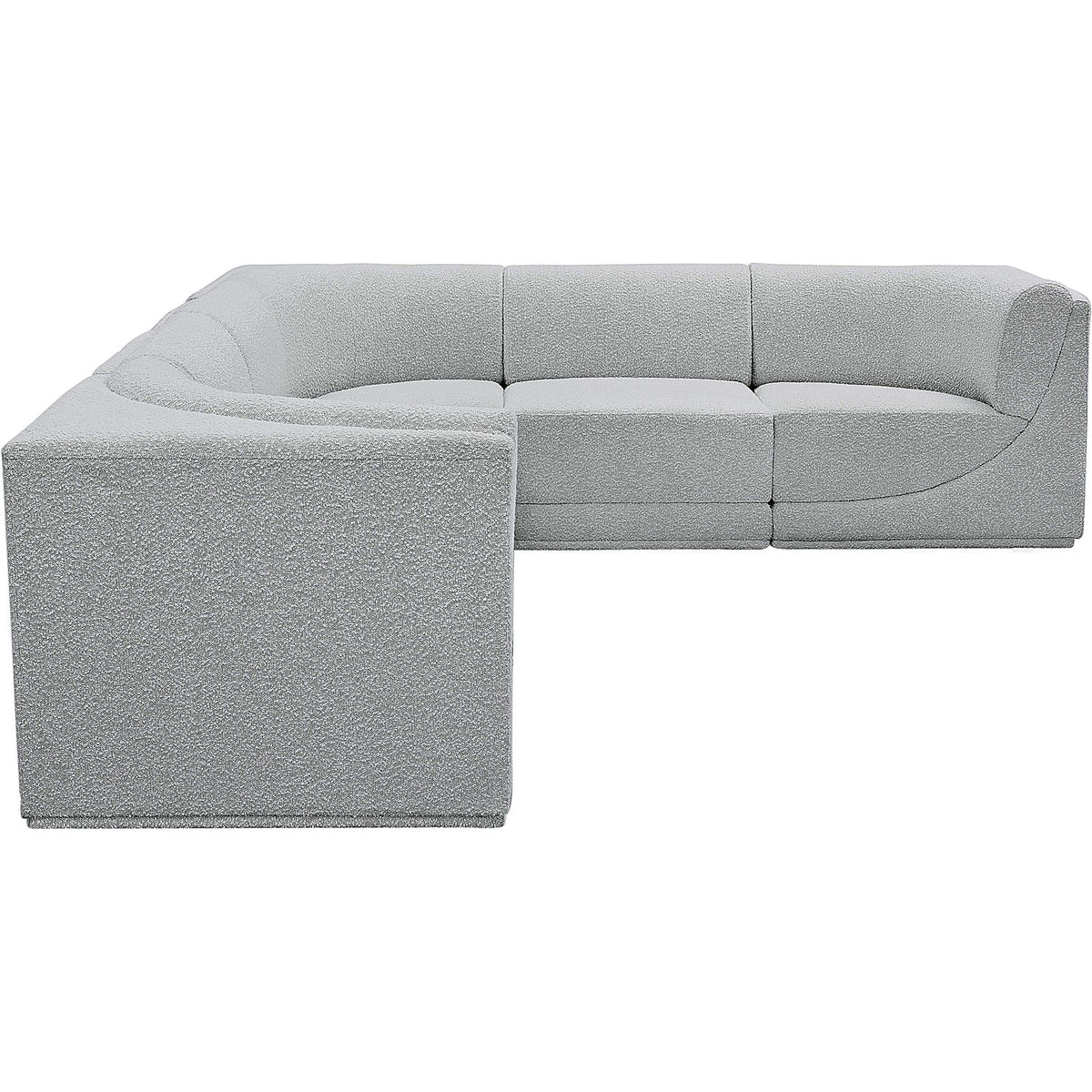 Ollie 128in Grey Boucle Fabric Upholstered 6 Piece Modular Sectional Sofa