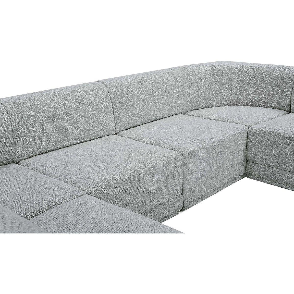 Ollie 158in Grey Boucle Fabric Upholstered 7 Piece Modular Sectional Sofa
