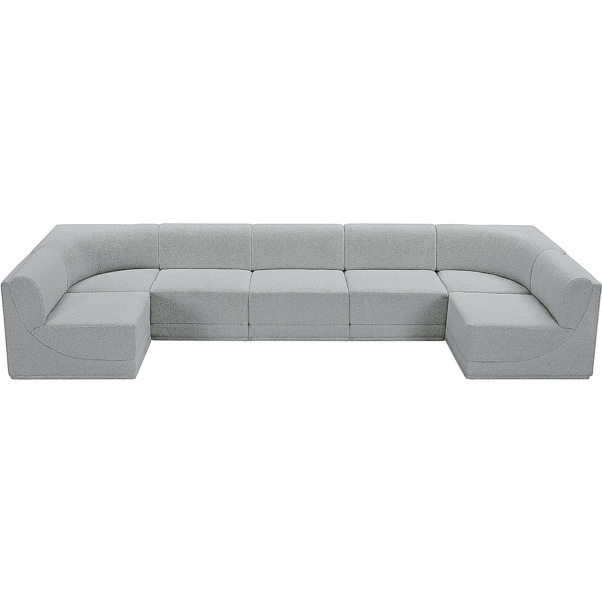 Ollie 158in Grey Boucle Fabric Upholstered 7 Piece Modular Sectional Sofa