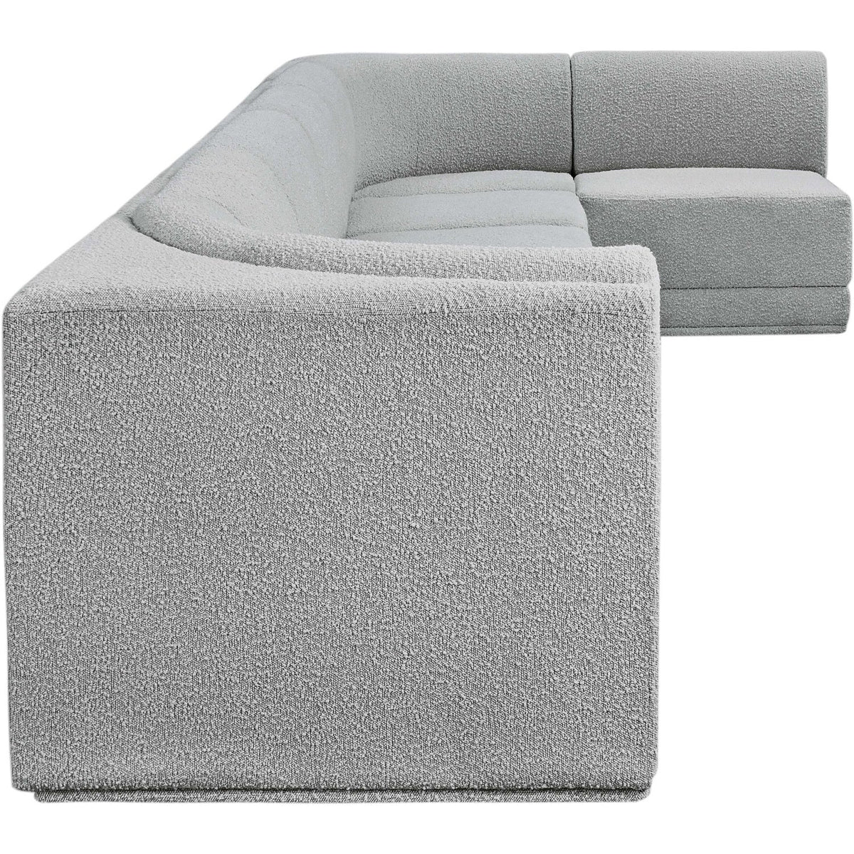Ollie 188in Grey Boucle Fabric Upholstered 7 Piece Modular Sectional Sofa