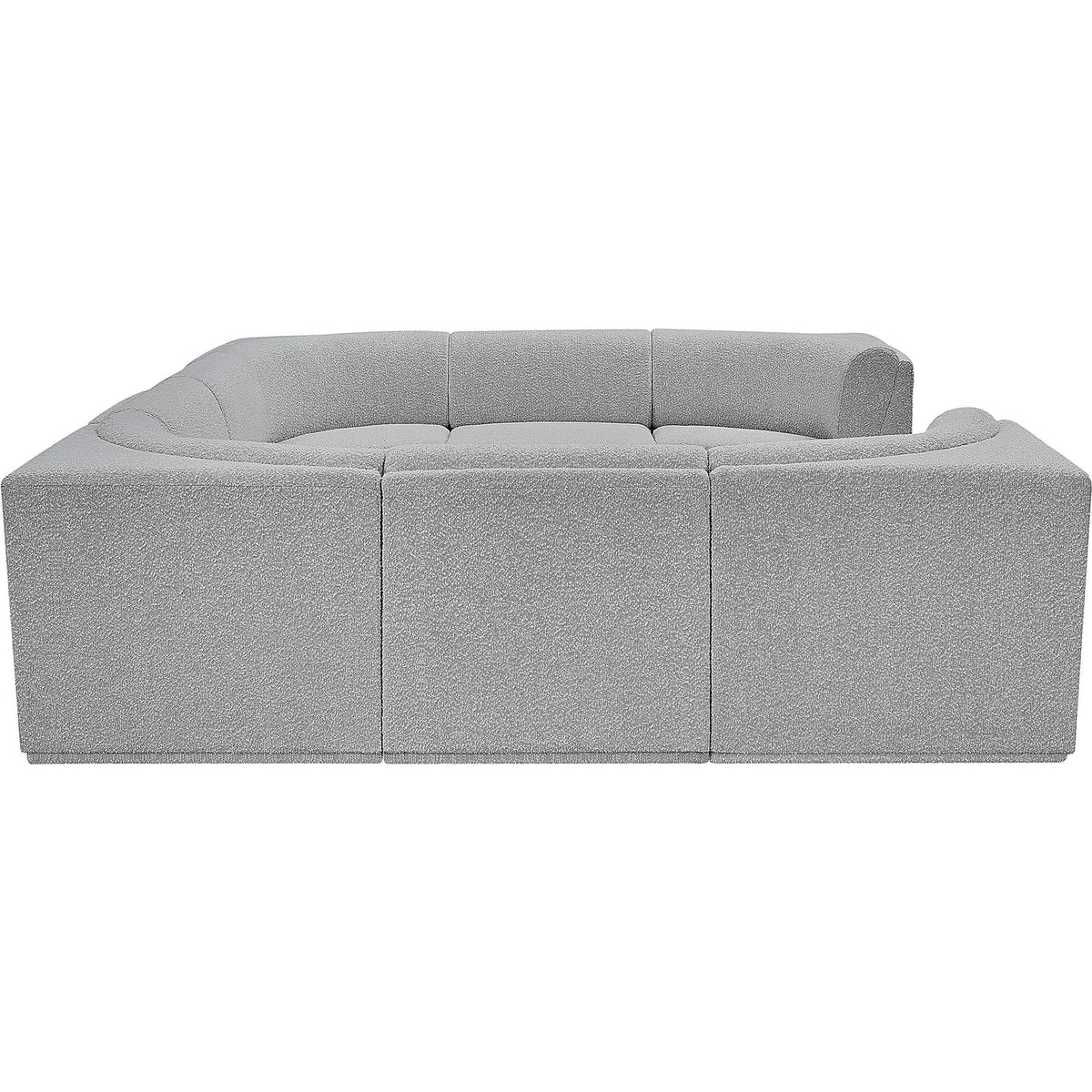 Ollie 128in Grey Boucle Fabric Upholstered 8 Piece Modular Sectional Sofa