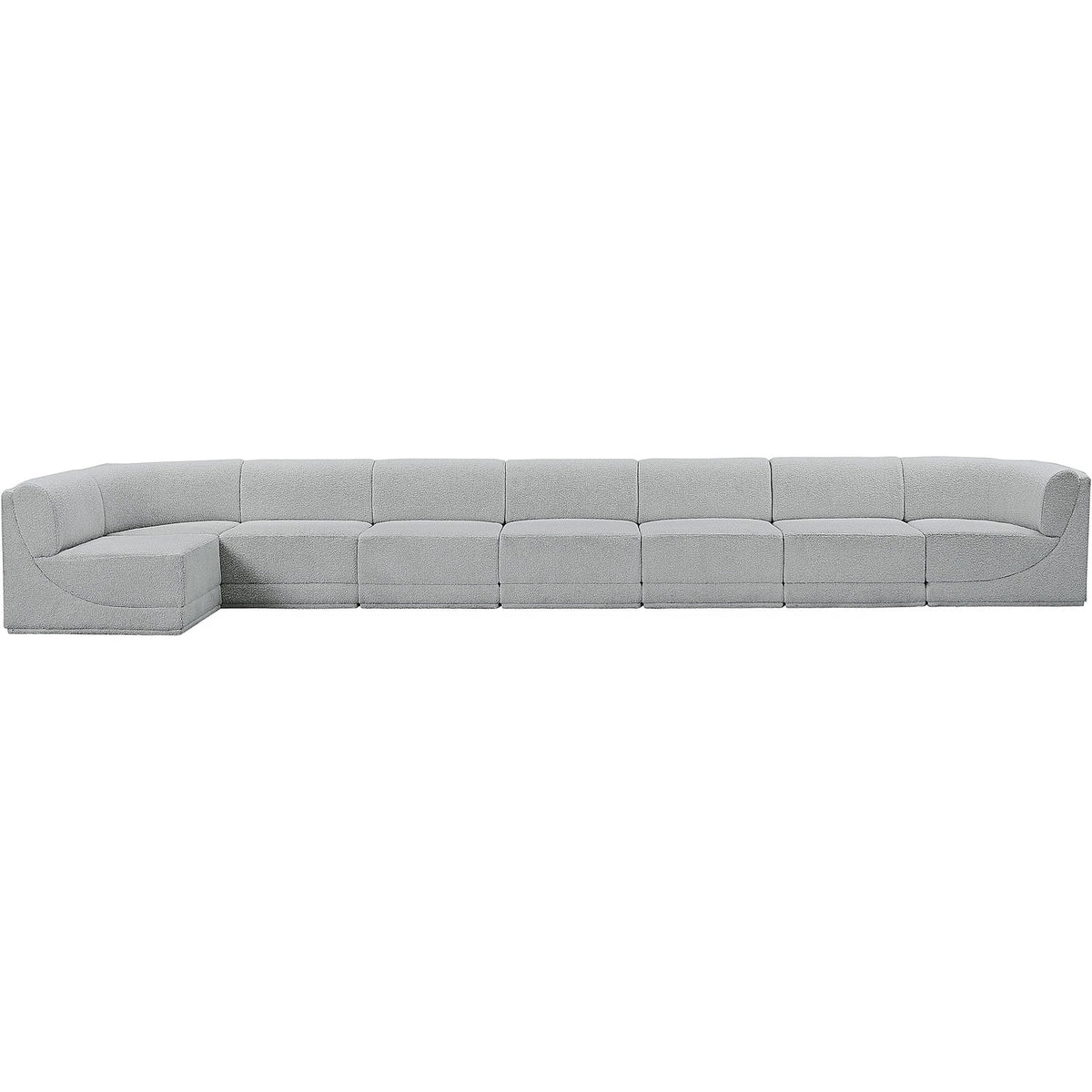 Ollie 218in Grey Boucle Fabric Upholstered 8 Piece Modular Sectional Sofa