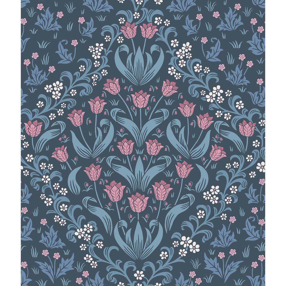 Cole & Son Tudor Garden Fuchsia & Cerulean Blue Wallpaper