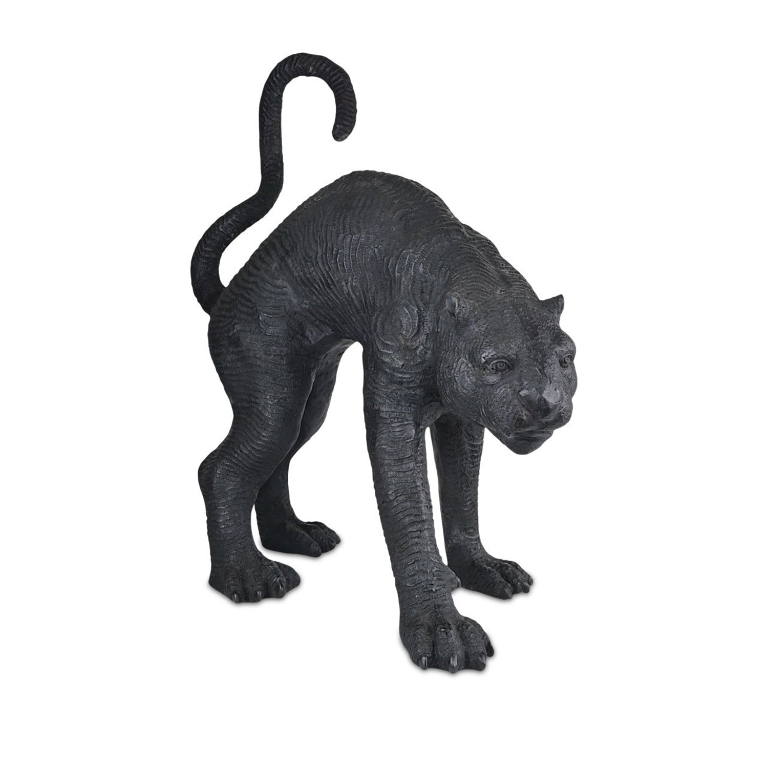 Currey & Co Standing Black Panther Bronze Sculpture