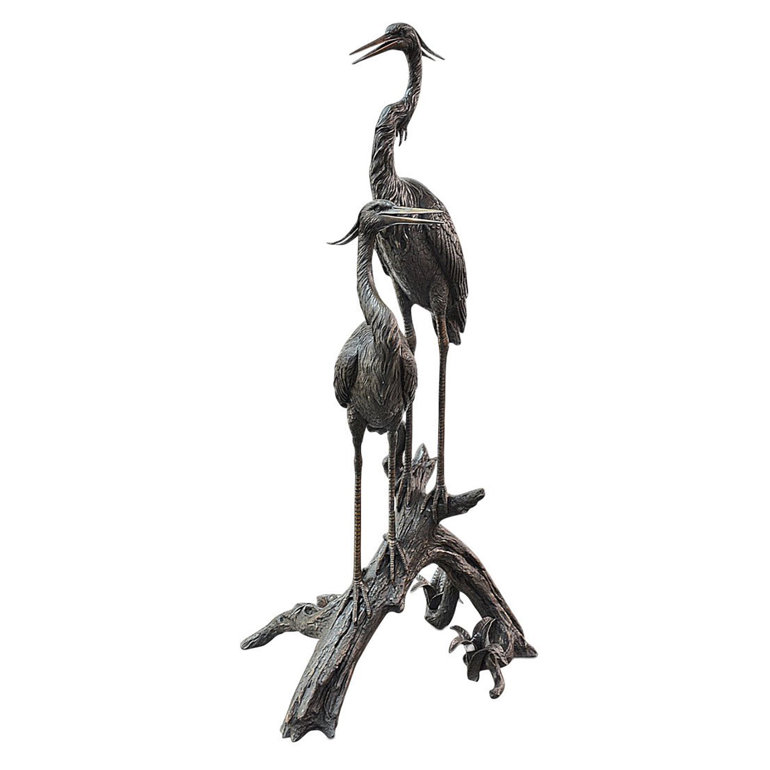 Currey & Co Herons on Branch Bronze Sculpture