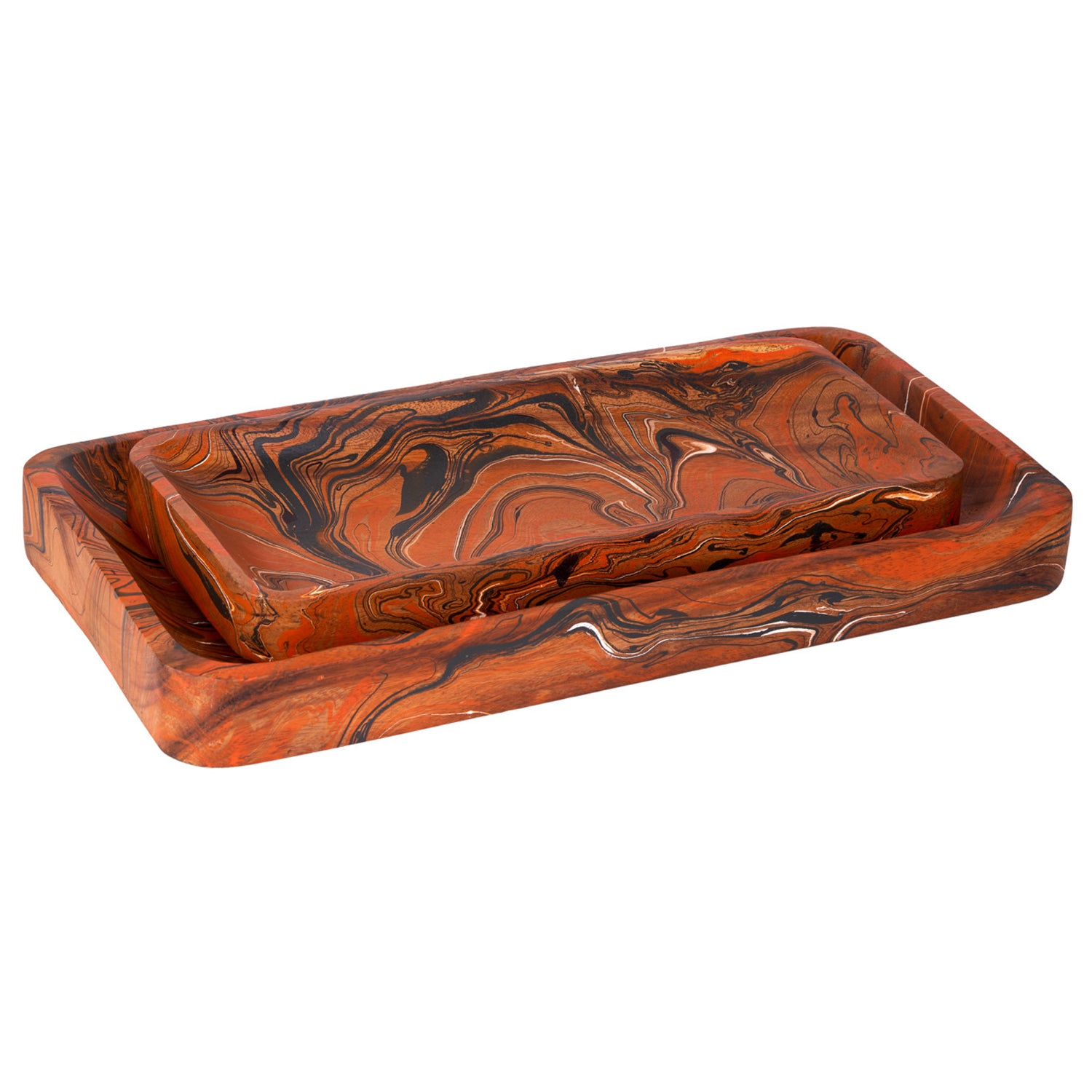 Currey & Co Divine Orange Tray Set of 2