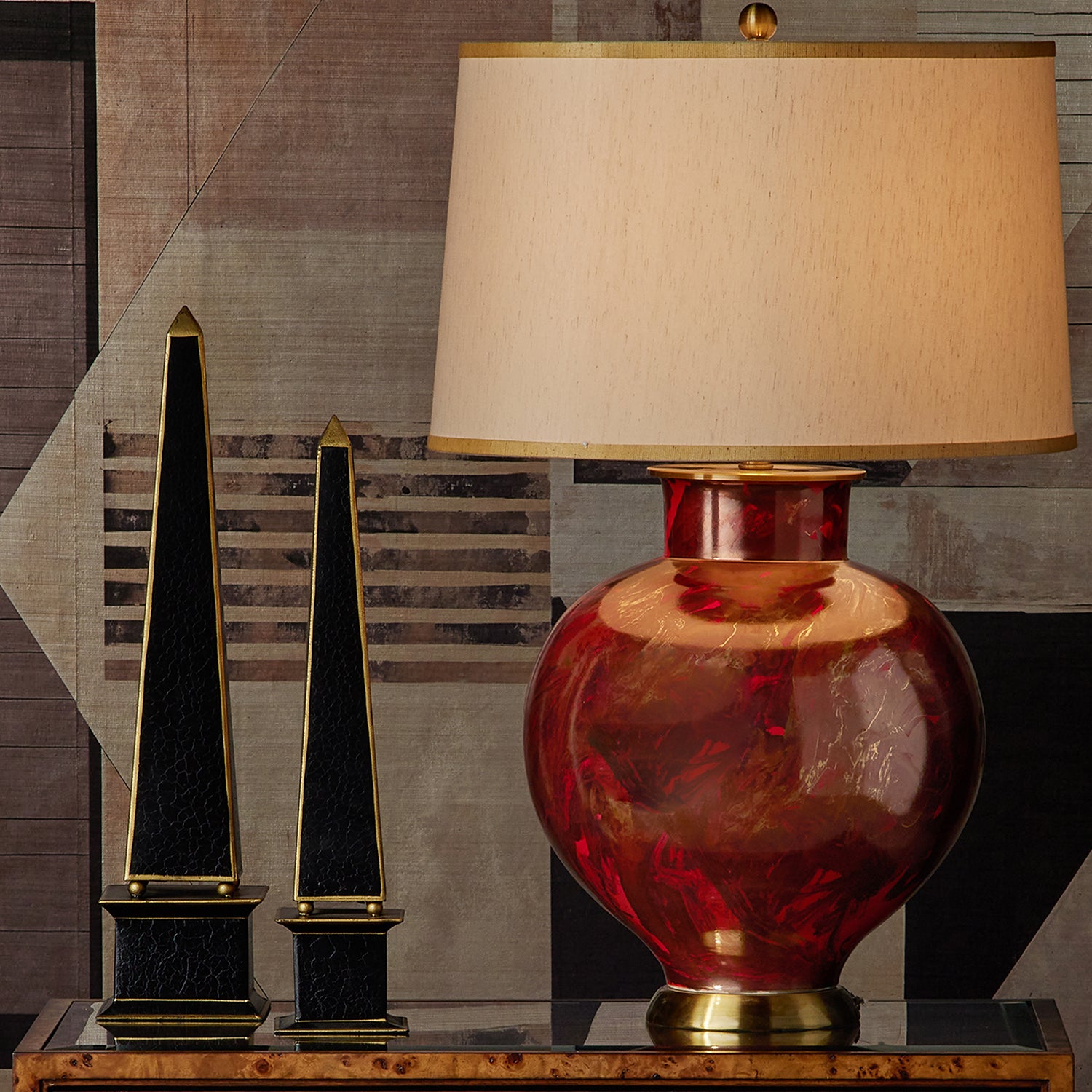 Currey & Co Daphne Black Obelisk Set of 2