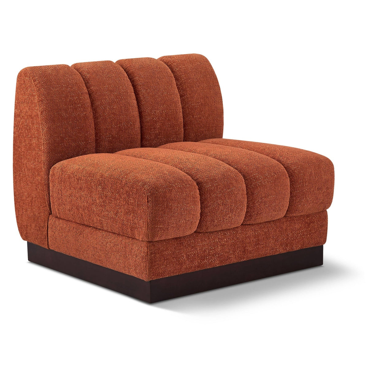 Quinn Cognac Chenille Fabric Upholstered Modular Armless Chair in cognac chenille fabric, primary product view