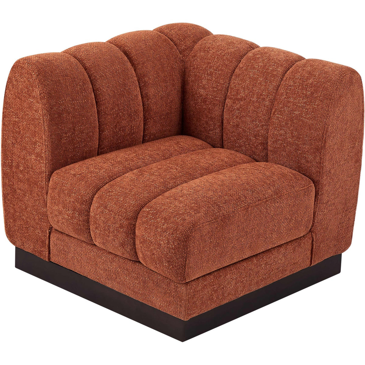 Quinn Cognac Chenille Fabric Upholstered Modular Corner Chair