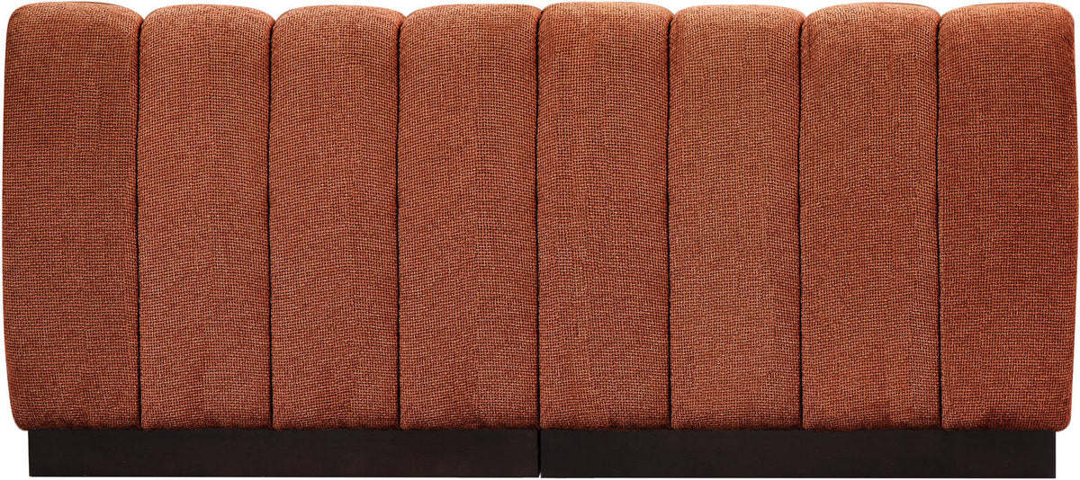 Quinn 64in Cognac Chenille Fabric Upholstered 2 Piece Armless Modular Loveseat