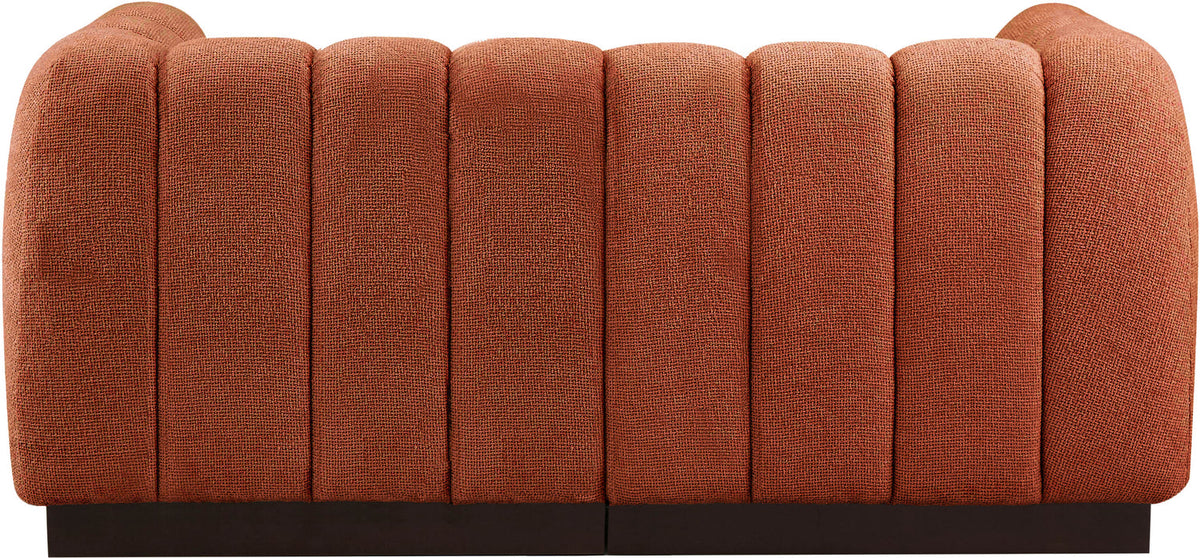 Quinn 69in Cognac Chenille Fabric Upholstered 2 Piece Modular Loveseat