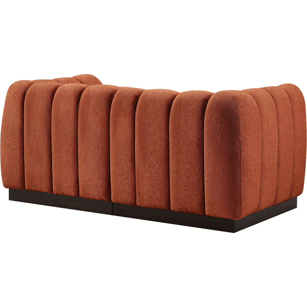 Quinn 69in Cognac Chenille Fabric Upholstered 2 Piece Modular Loveseat