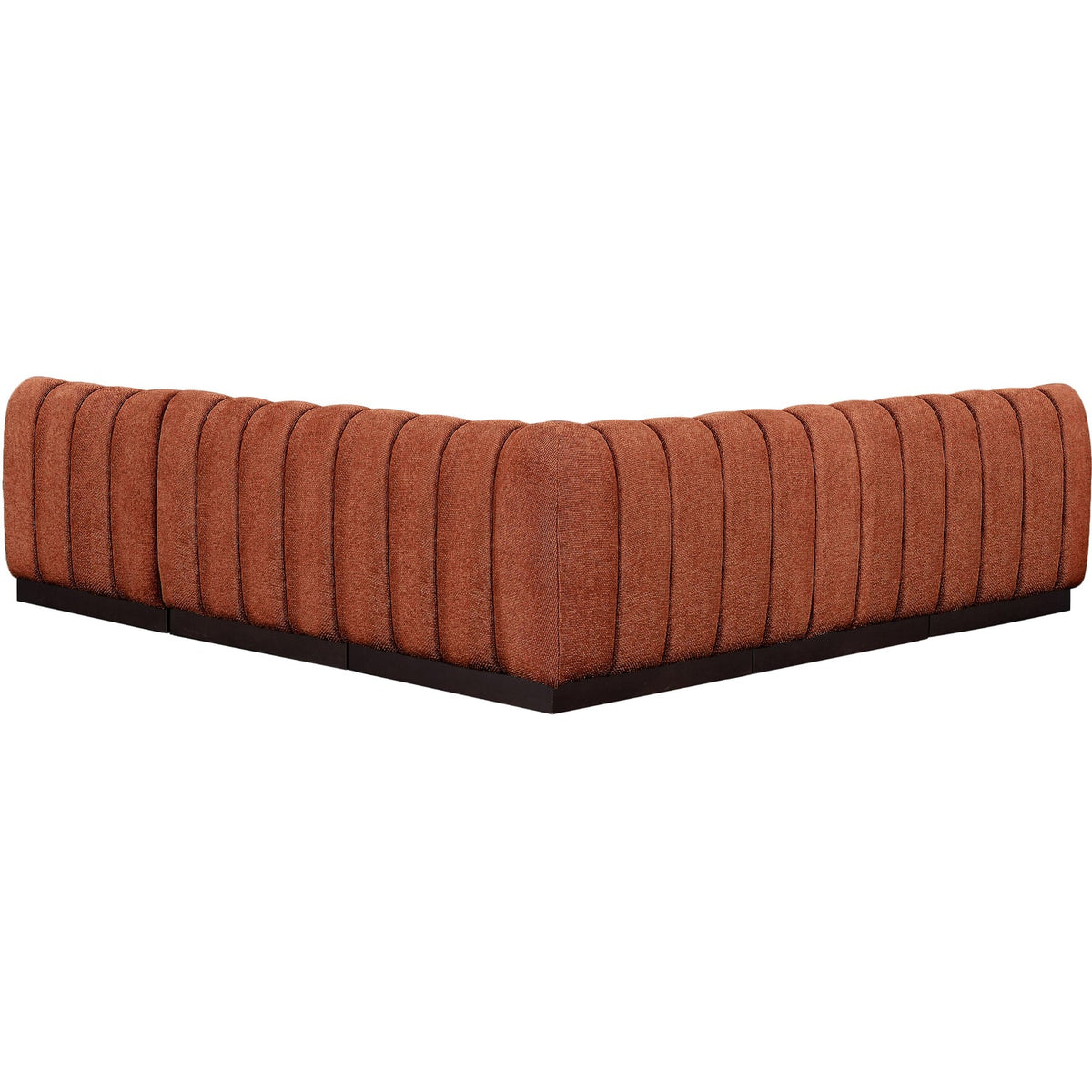 Quinn 98in Cognac Chenille Fabric Upholstered 5 Piece Modular Sectional Sofa