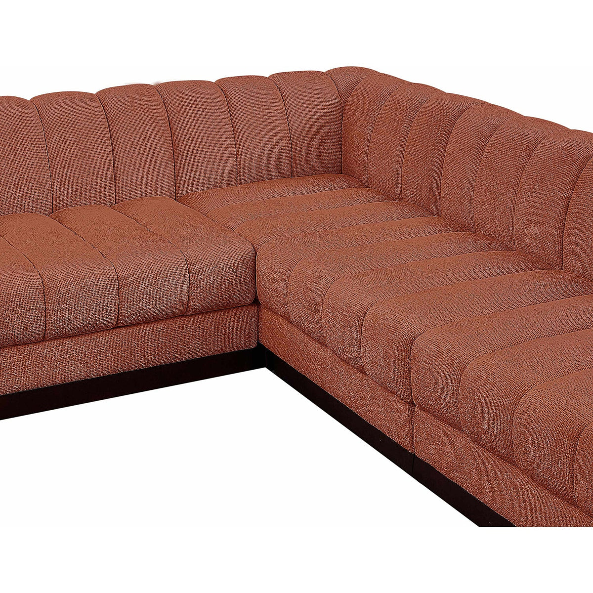 Quinn 98in Cognac Chenille Fabric Upholstered 5 Piece Modular Sectional Sofa