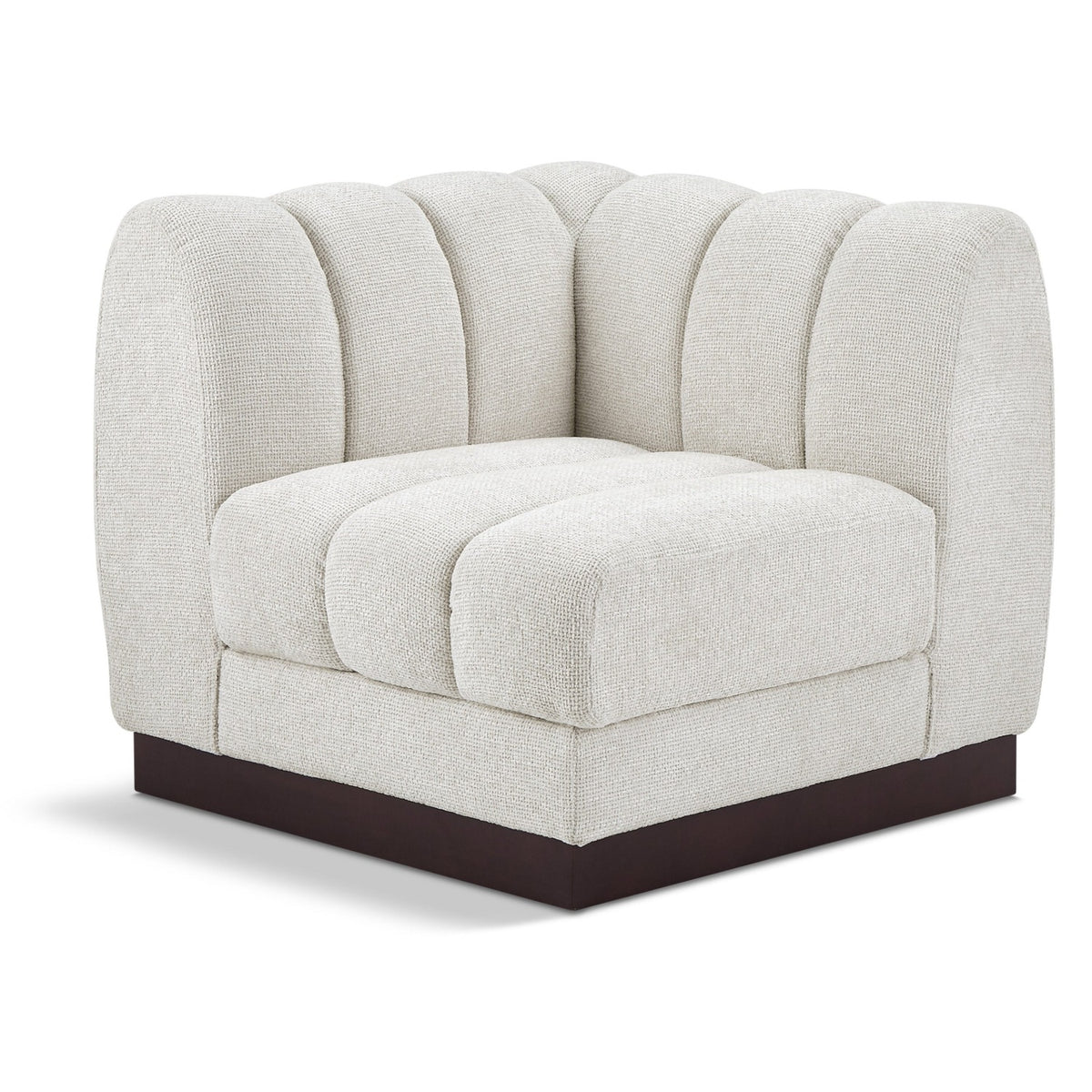 Quinn Cream Chenille Fabric Upholstered Modular Corner Chair in cream chenille fabric, primary product view