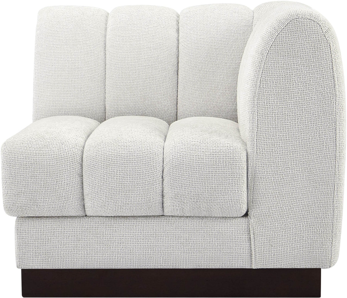 Quinn Cream Chenille Fabric Upholstered Modular Corner Chair