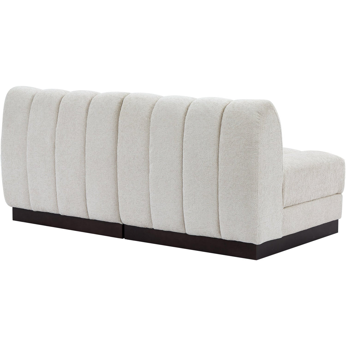 Quinn 64in Cream Chenille Fabric Upholstered 2 Piece Armless Modular Loveseat