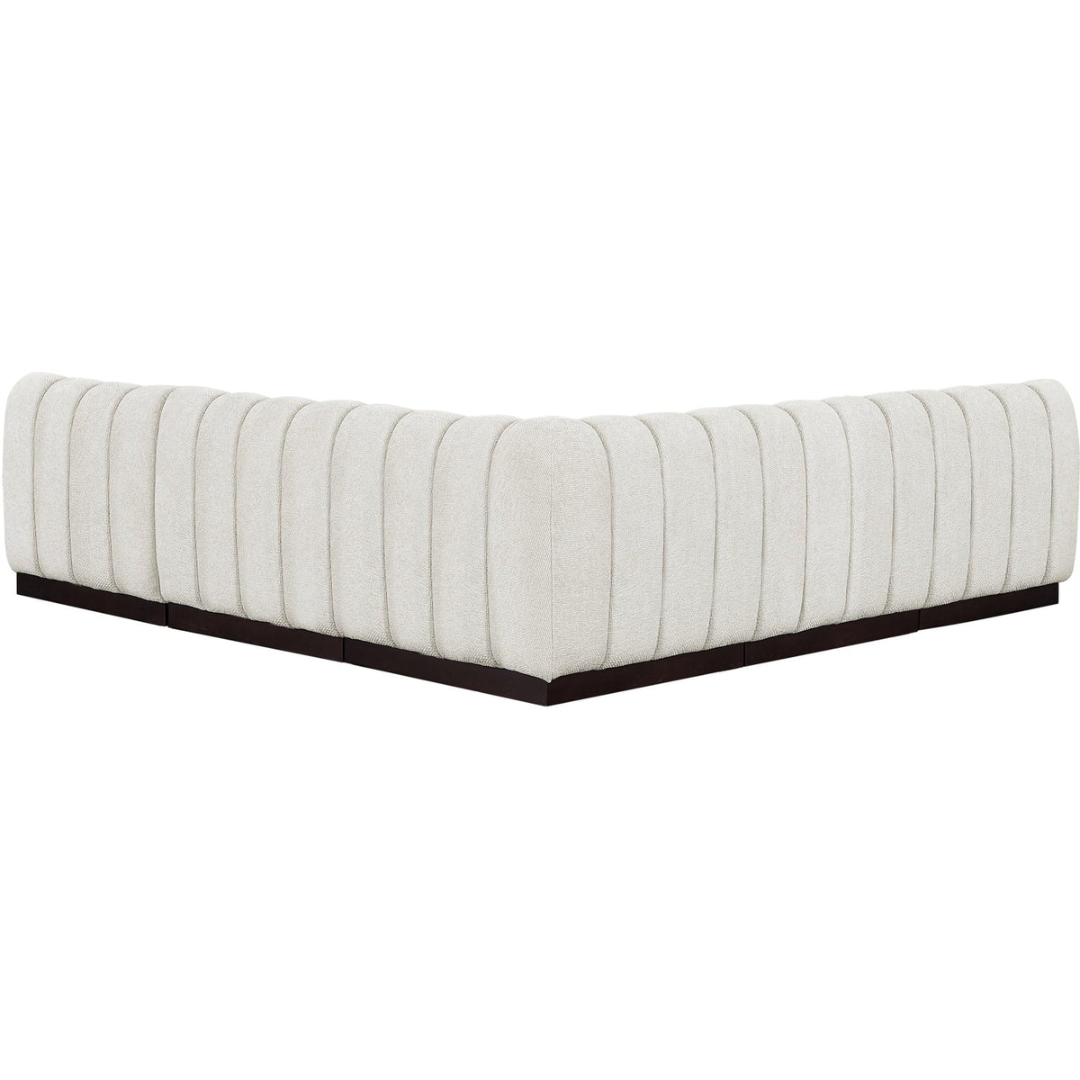 Quinn 98in Cream Chenille Fabric Upholstered 5 Piece Modular Sectional Sofa