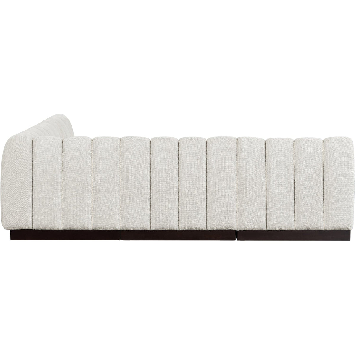 Quinn 98in Cream Chenille Fabric Upholstered 5 Piece Modular Sectional Sofa