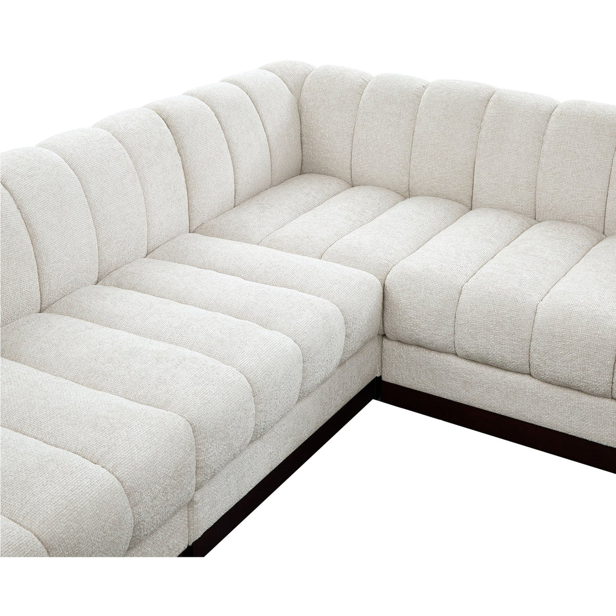 Quinn 98in Cream Chenille Fabric Upholstered 5 Piece Modular Sectional Sofa