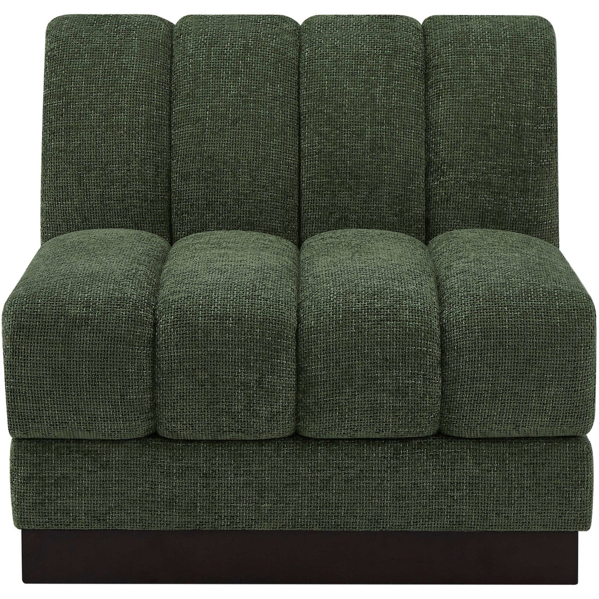 Quinn Green Chenille Fabric Upholstered Modular Armless Chair