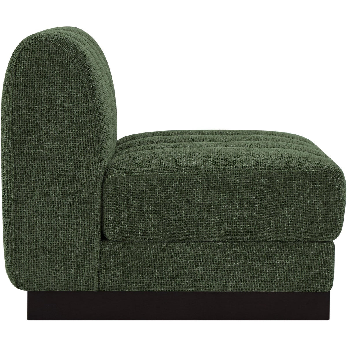 Quinn Green Chenille Fabric Upholstered Modular Armless Chair