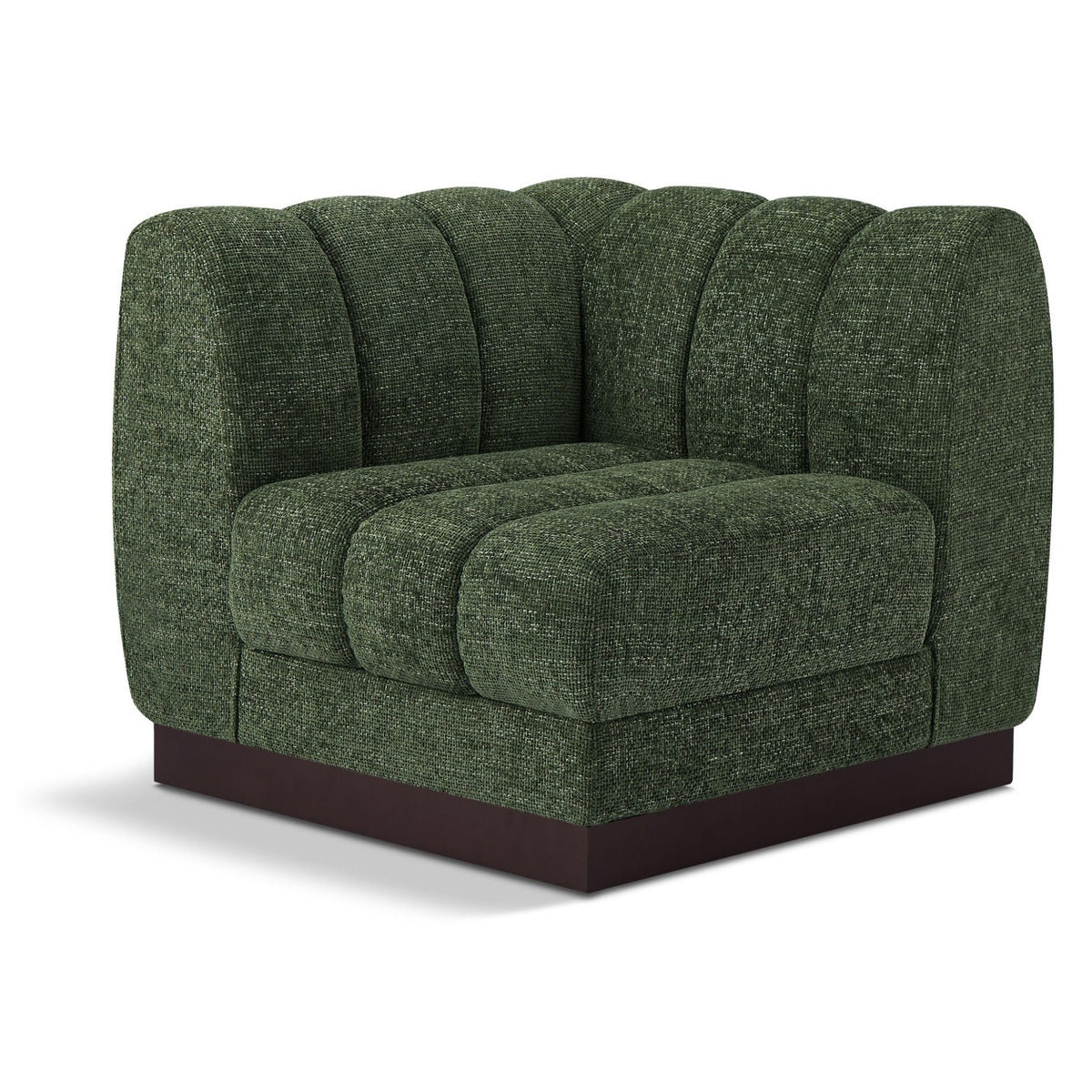 Quinn Green Chenille Fabric Upholstered Modular Corner Chair in green chenille fabric, primary product view