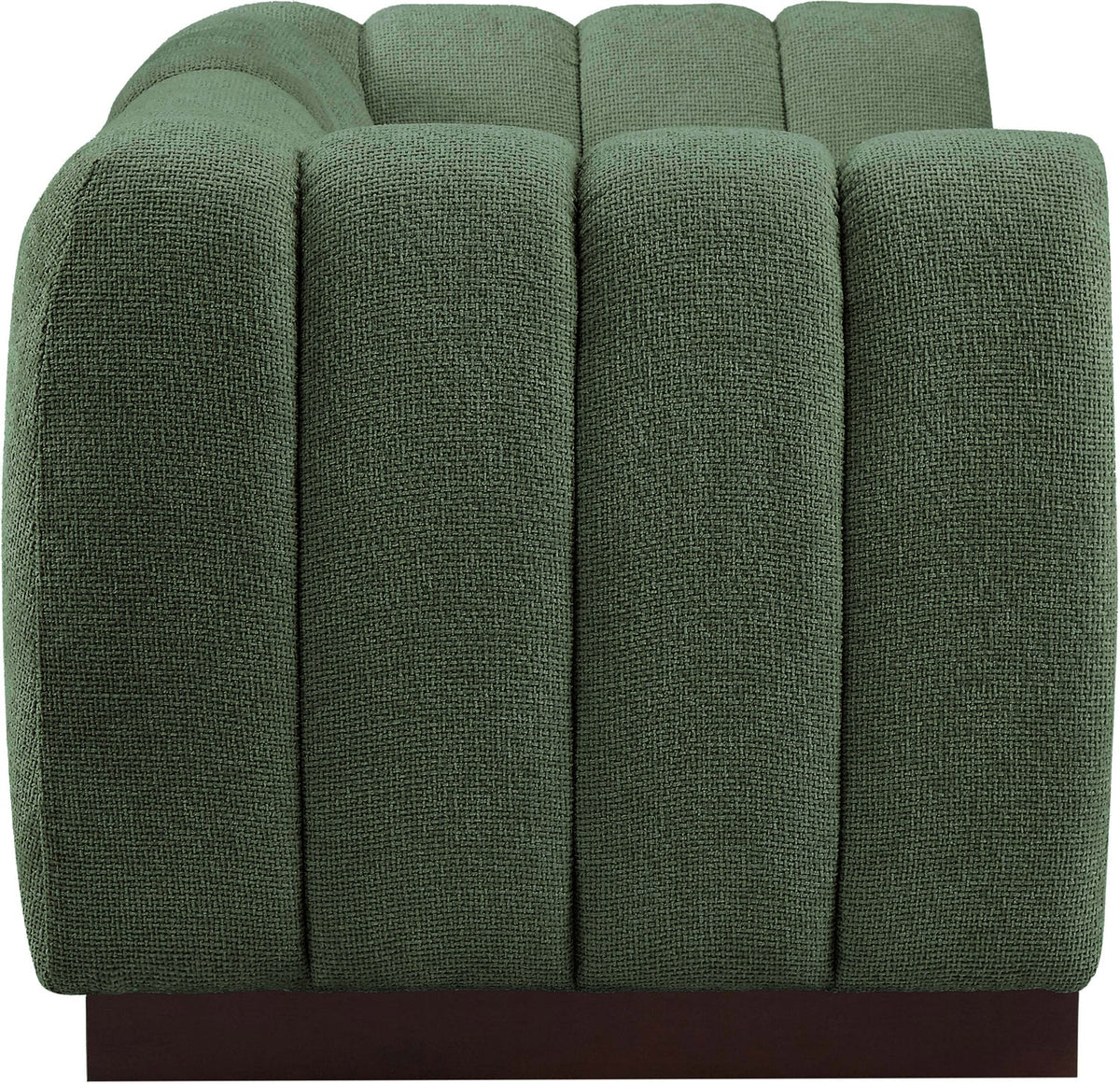 Quinn 69in Green Chenille Fabric Upholstered 2 Piece Modular Loveseat