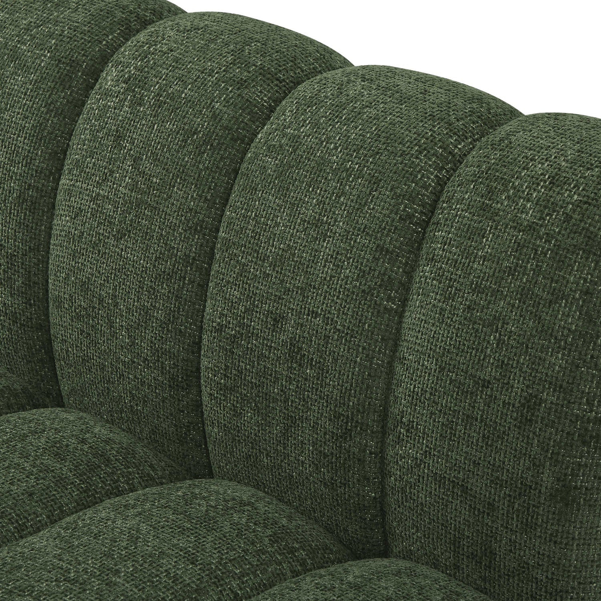 Quinn 69in Green Chenille Fabric Upholstered 2 Piece Modular Loveseat