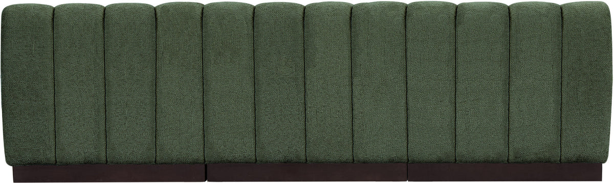 Quinn 96in Green Chenille Fabric Upholstered 3 Piece Armless Modular Sofa