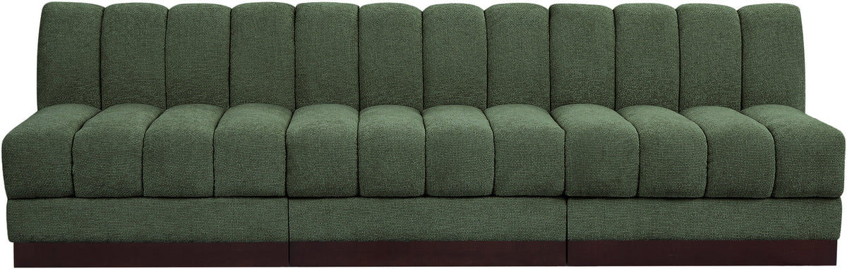 Quinn 96in Green Chenille Fabric Upholstered 3 Piece Armless Modular Sofa