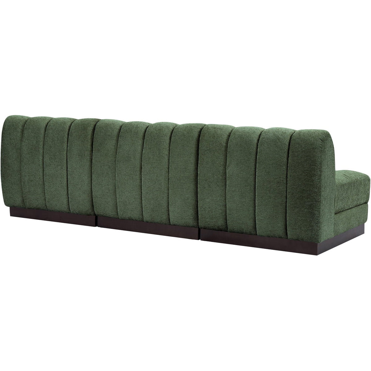 Quinn 96in Green Chenille Fabric Upholstered 3 Piece Armless Modular Sofa