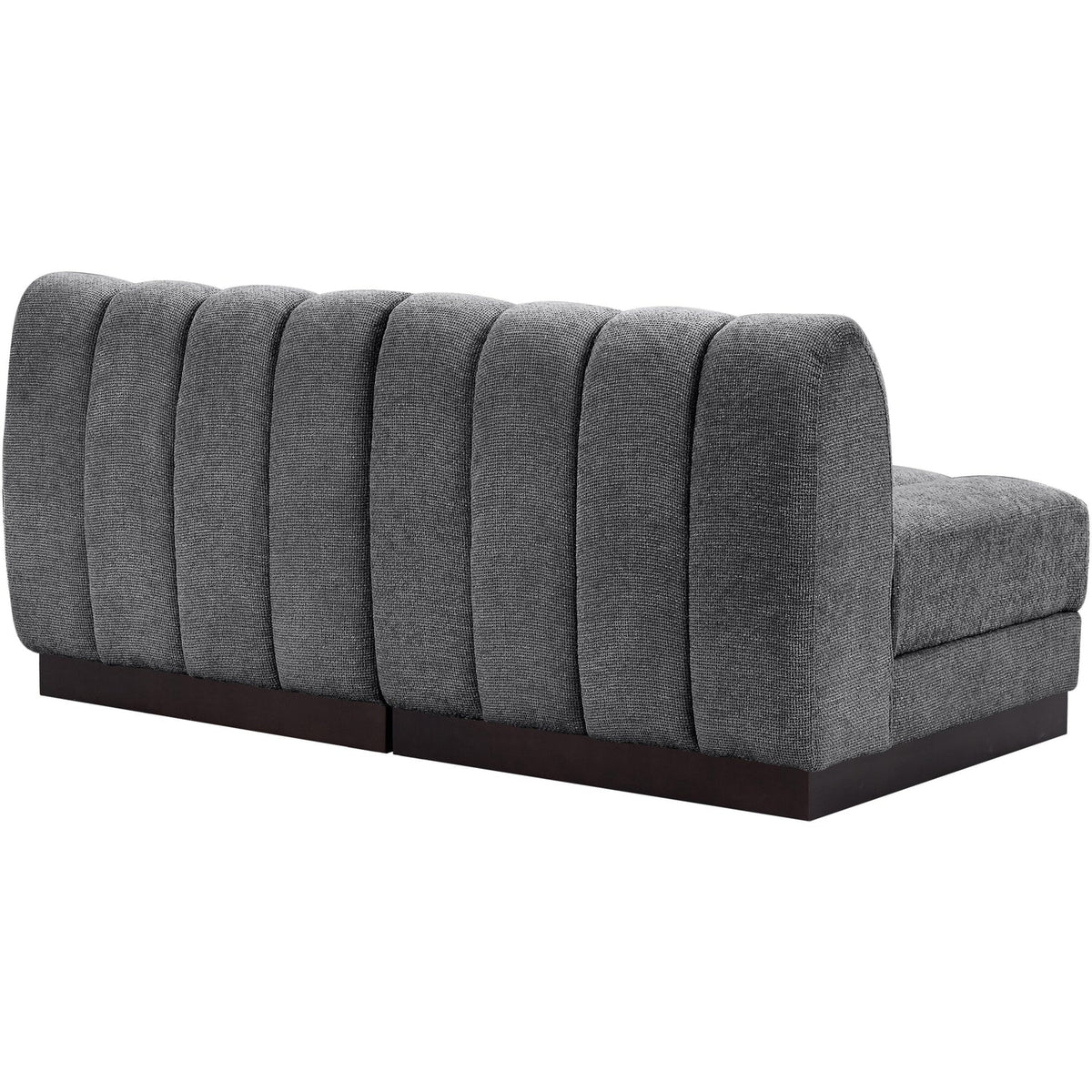 Quinn 64in Grey Chenille Fabric Upholstered 2 Piece Armless Modular Loveseat