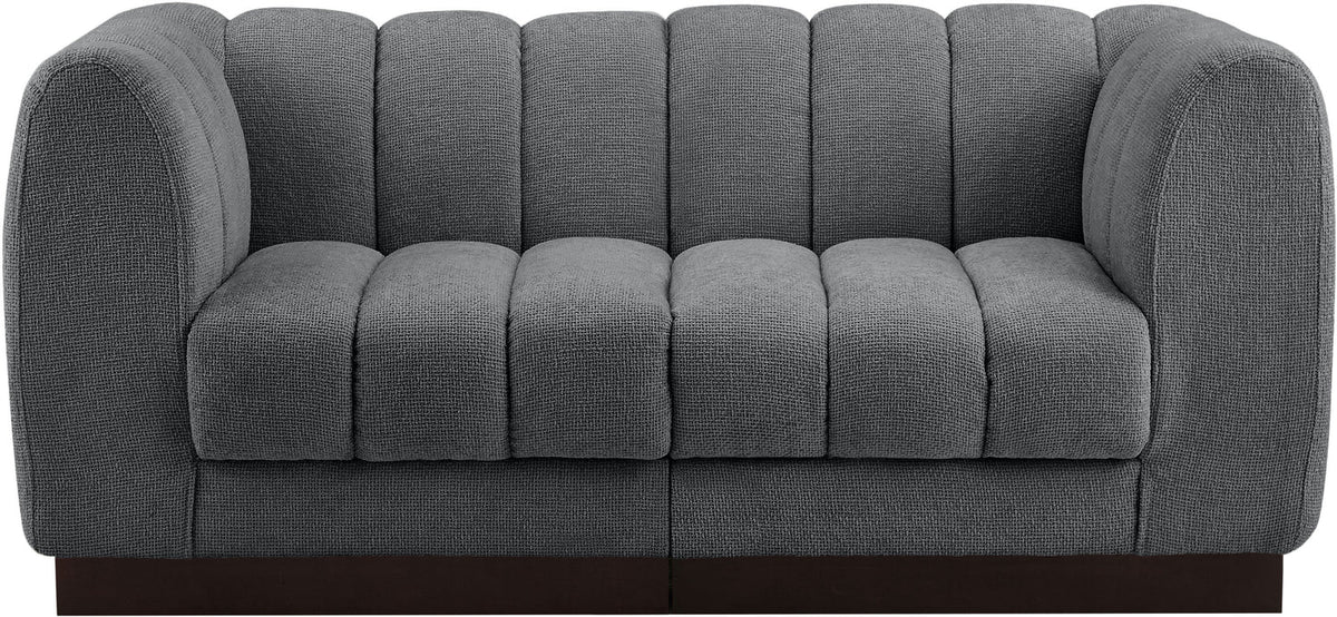 Quinn 69in Grey Chenille Fabric Upholstered 2 Piece Modular Loveseat