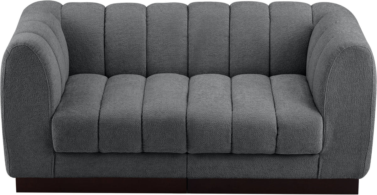 Quinn 69in Grey Chenille Fabric Upholstered 2 Piece Modular Loveseat