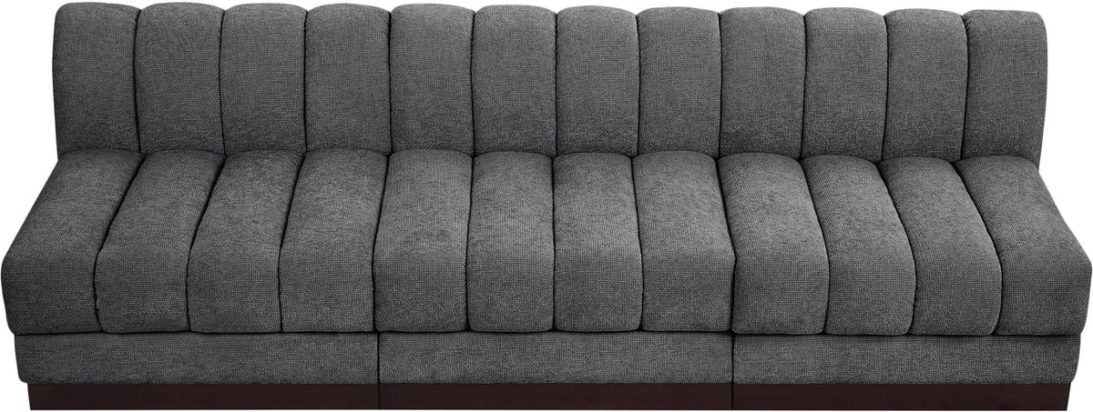 Quinn 96in Grey Chenille Fabric Upholstered 3 Piece Armless Modular Sofa