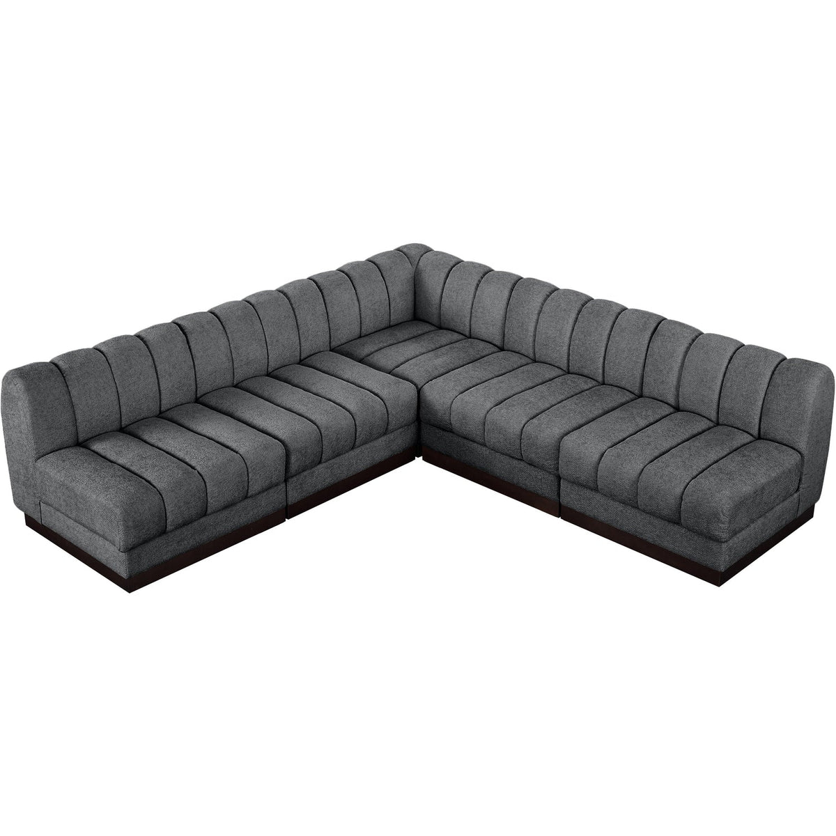 Quinn 98in Grey Chenille Fabric Upholstered 5 Piece Modular Sectional Sofa
