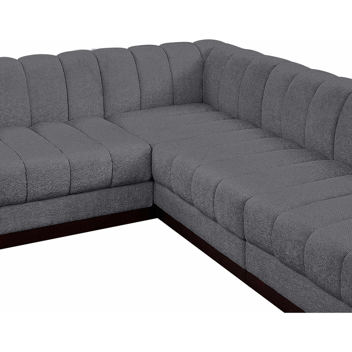 Quinn 98in Grey Chenille Fabric Upholstered 5 Piece Modular Sectional Sofa