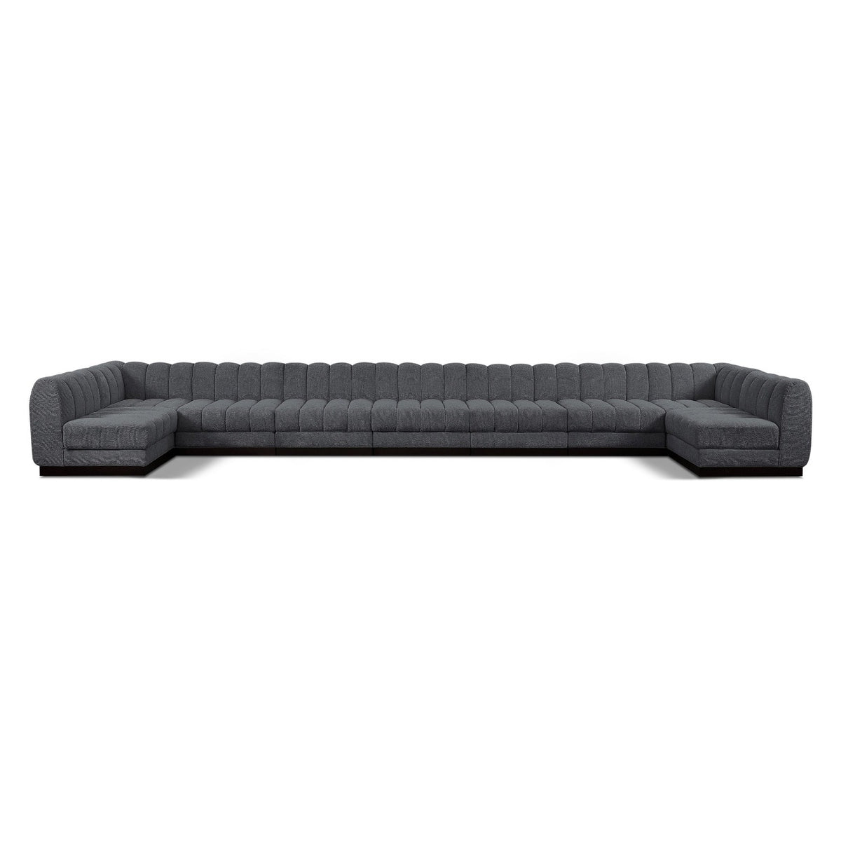 Quinn 229" Grey Chenille Fabric Upholstered 9pc. Modular Sectional in grey chenille fabric, primary product view